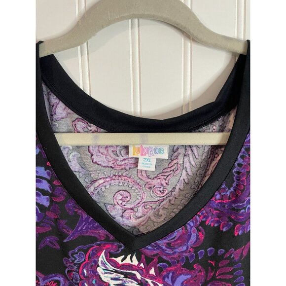 LuLaRoe Womens 2XL Long Sleeve Paisley Swing Dress 95% Polyester &Spandex Blend - Picture 6 of 14